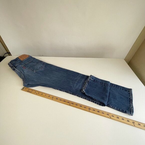 Levi's 504 Mens High Rise Straight Denim Jeans Blue 33 Medium Wash Pockets Zip - Picture 14 of 14